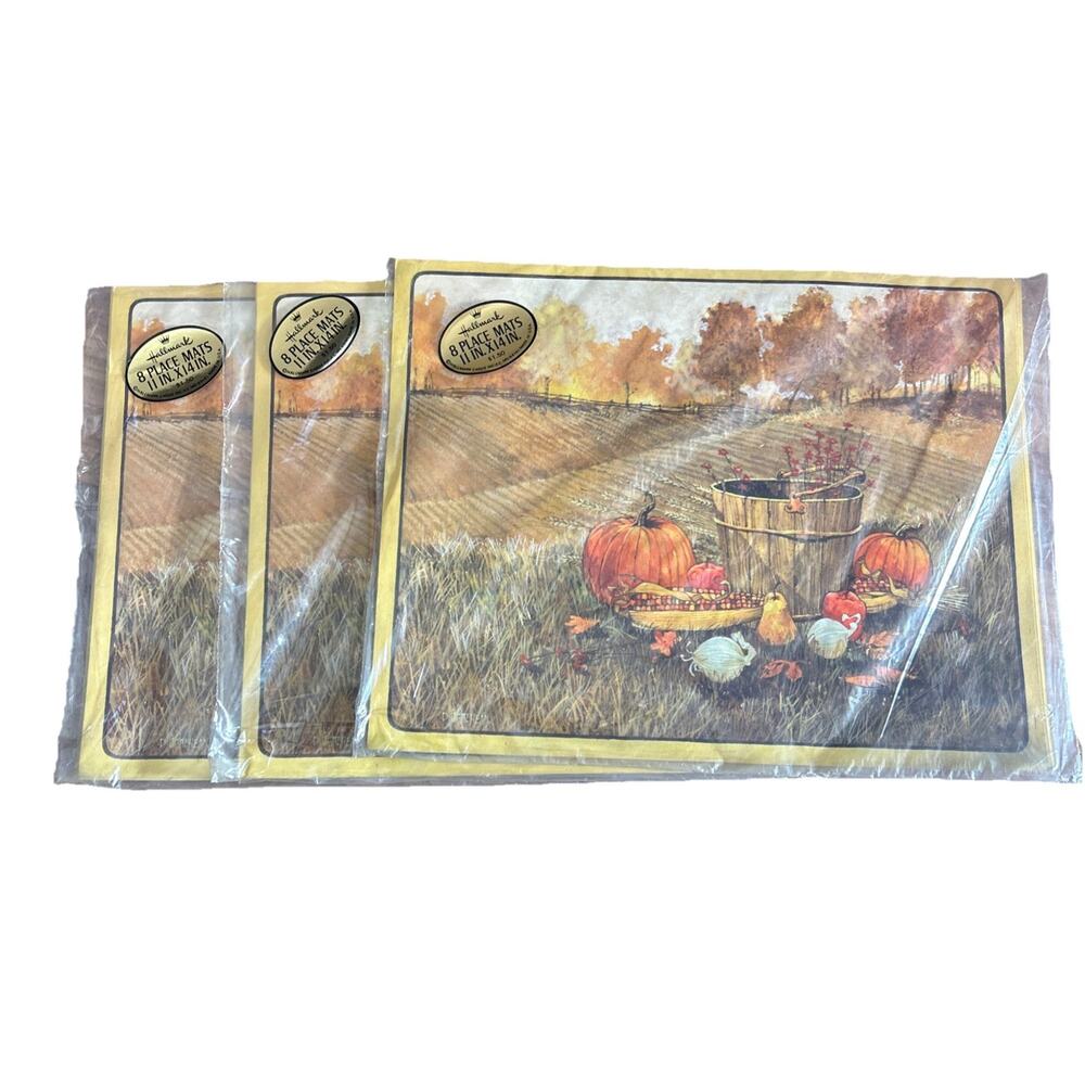 Hallmark Placemats 24 11x16 inch mats Thanksgiving Fall 1970’s-1980’s VTG READ